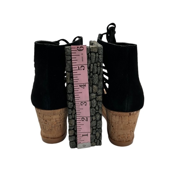 Black Cork Wedge Loraine Leather Lace Up Sandals Size 7 1/2 Women's - Picture 7 of 8